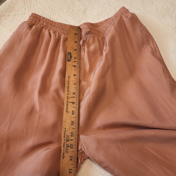 100% silk blush pink pants lined size small stretch waist - Picture 10 of 16